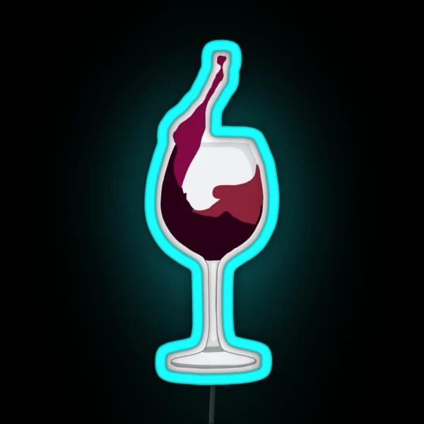 Wine Glass Spilling Wine RGB Neon Sign