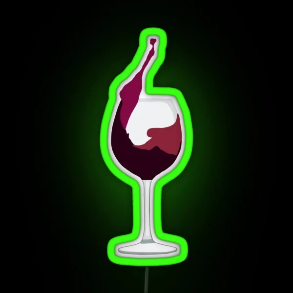 Wine Glass Spilling Wine RGB Neon Sign