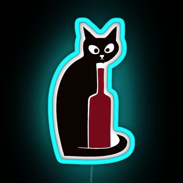 Wine O Clock I Love Cats And Wine RGB Neon Sign