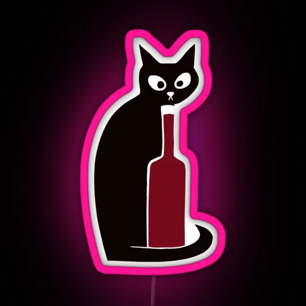 Wine O Clock I Love Cats And Wine RGB Neon Sign