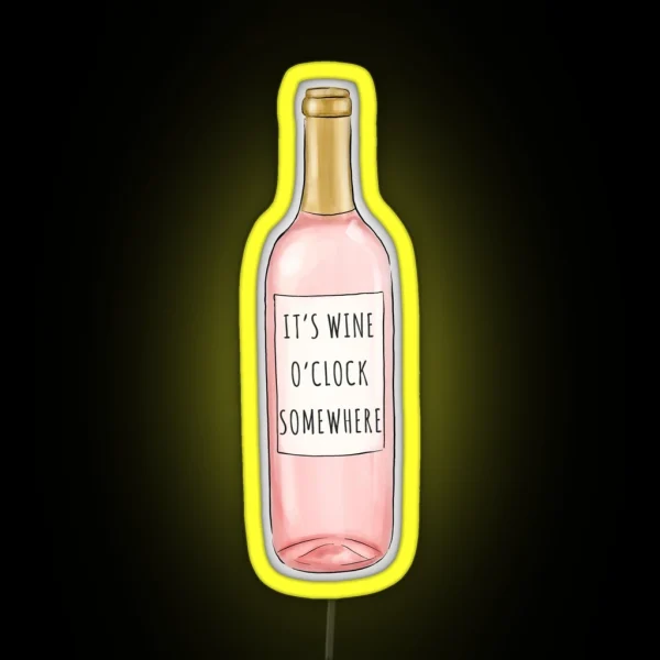 Wine O Clock Somewhere RGB Neon Sign