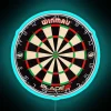 RGB illuminated Winmau Blade 5 dartboard display for gaming enthusiasts