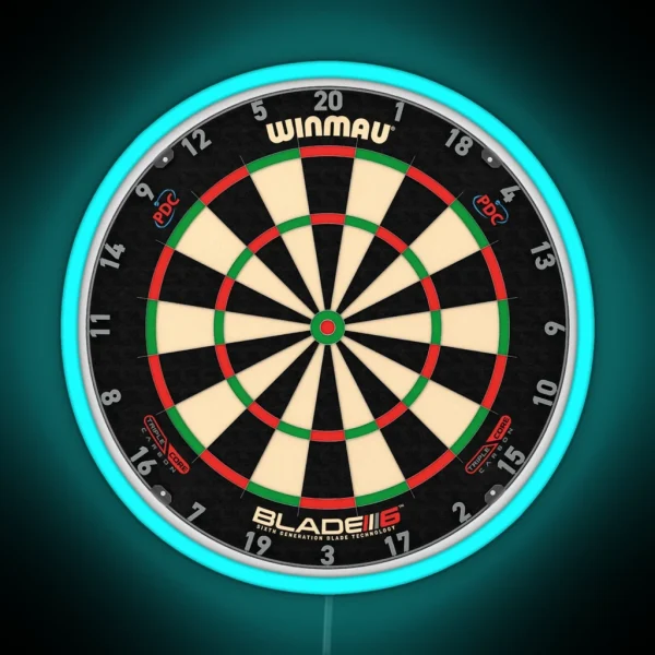Winmau Blade 6 Triple Core PDC Dartboard RGB Neon Sign