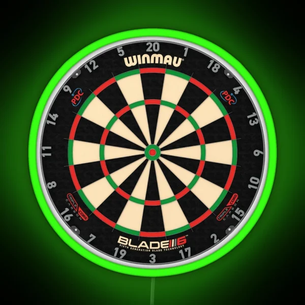 Winmau Blade 6 Triple Core PDC Dartboard RGB Neon Sign