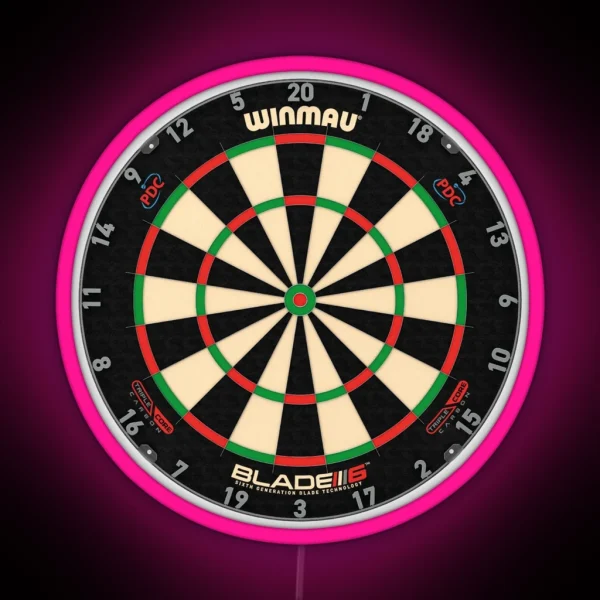 Winmau Blade 6 Triple Core PDC Dartboard RGB Neon Sign