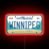 Vibrant Winnipeg License Plate Neon Sign in Bright RGB Colors