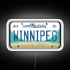 Vibrant City of Winnipeg License Plate Design Neon Sign Artwork