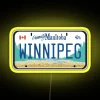 RGB neon display with Winnipeg License Plate illuminated graphics logo