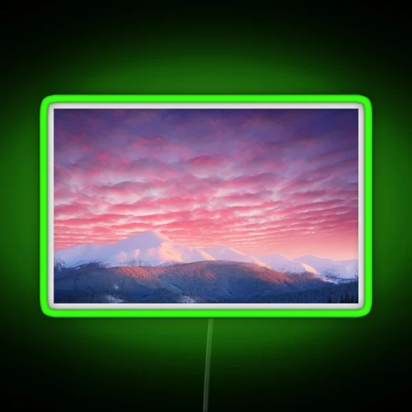 Winter Landscape With Snowy Mountain RGB Neon Sign