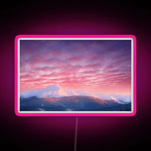 Winter Landscape With Snowy Mountain RGB Neon Sign