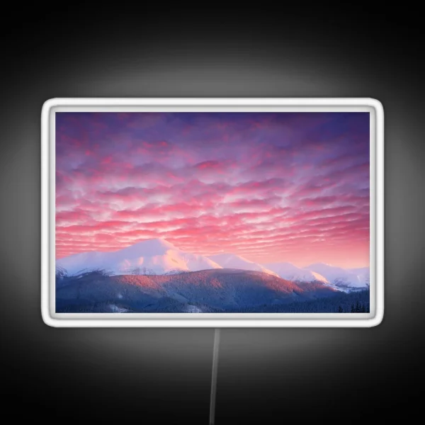 Winter Landscape With Snowy Mountain RGB Neon Sign