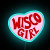 Vintage Wisconsin Girl Neon Sign with Color Changing LED Accents