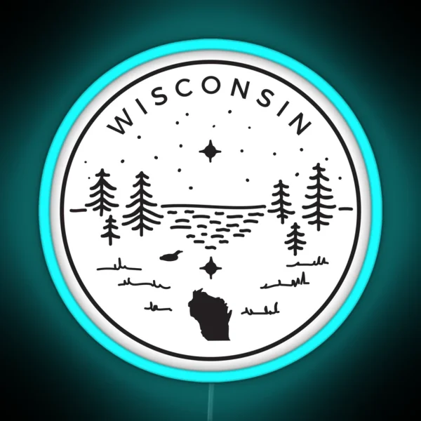 Wisconsin Badge Up North Black RGB Neon Sign