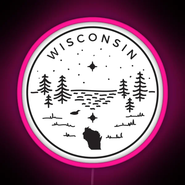Wisconsin Badge Up North Black RGB Neon Sign