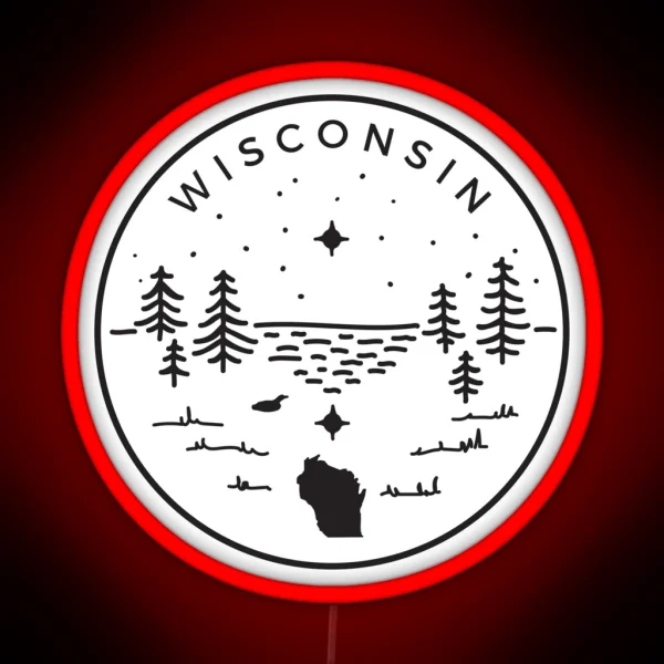 Wisconsin Badge Up North Black RGB Neon Sign