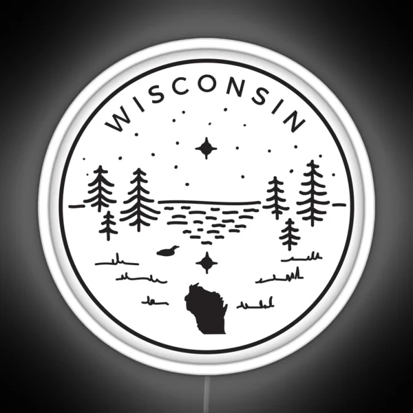 Wisconsin Badge Up North Black RGB Neon Sign