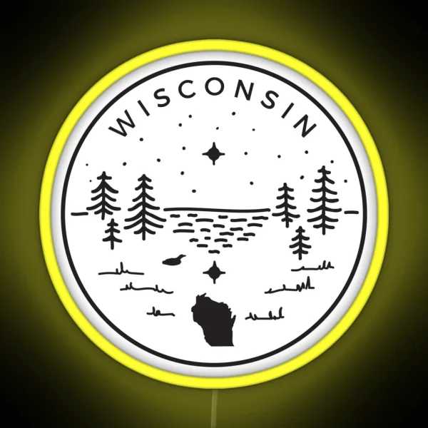 Wisconsin Badge Up North Black RGB Neon Sign