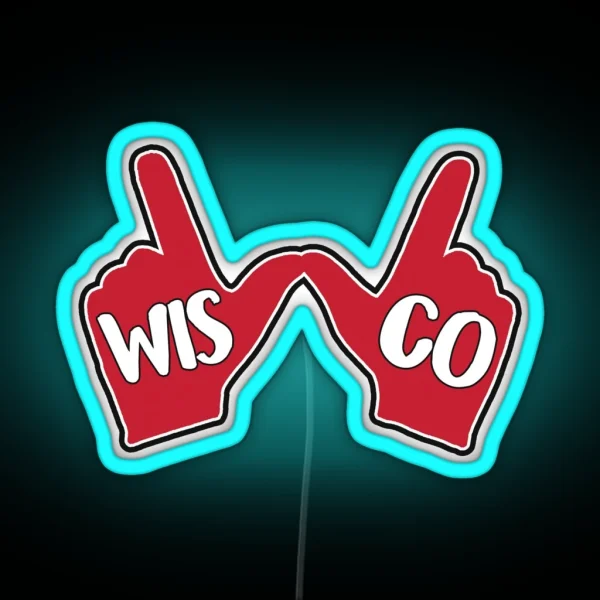 Wisconsin Badgers W Hand RGB Neon Sign