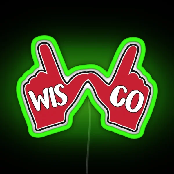 Wisconsin Badgers W Hand RGB Neon Sign