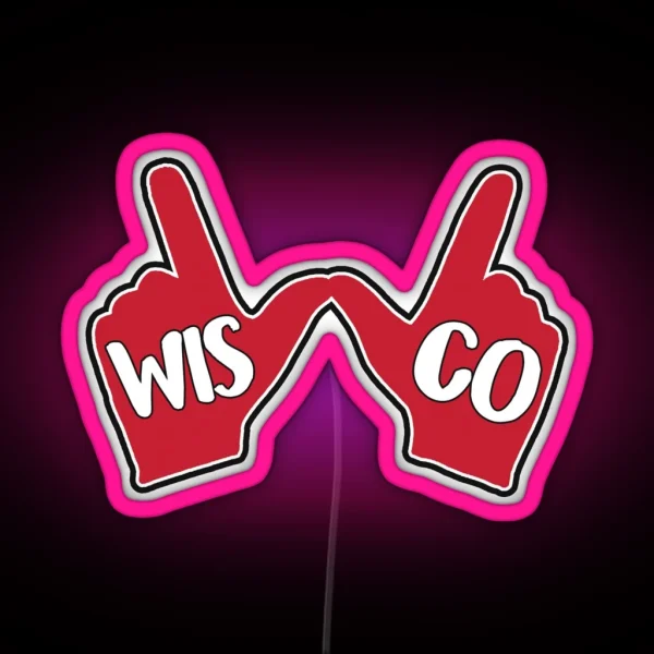 Wisconsin Badgers W Hand RGB Neon Sign