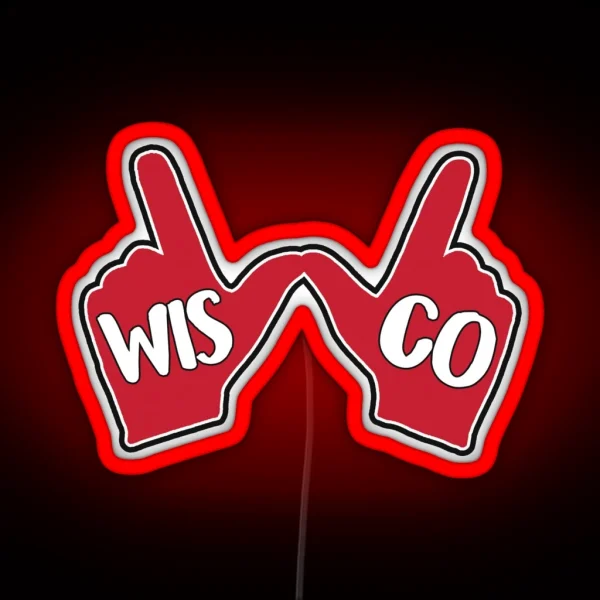 Wisconsin Badgers W Hand RGB Neon Sign
