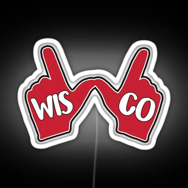 Wisconsin Badgers W Hand RGB Neon Sign