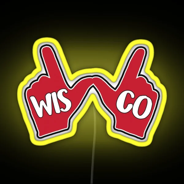 Wisconsin Badgers W Hand RGB Neon Sign