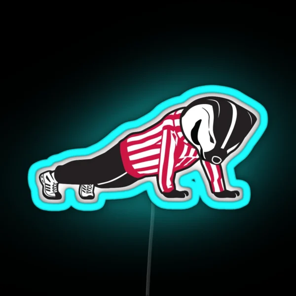 Wisconsin Bucky Badger Pushups RGB Neon Sign