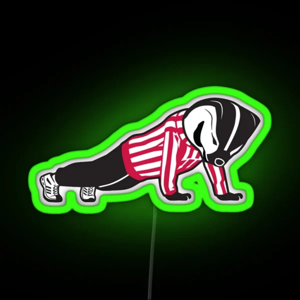 Wisconsin Bucky Badger Pushups RGB Neon Sign