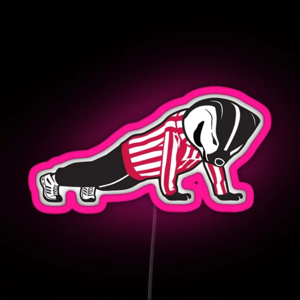 Wisconsin Bucky Badger Pushups RGB Neon Sign
