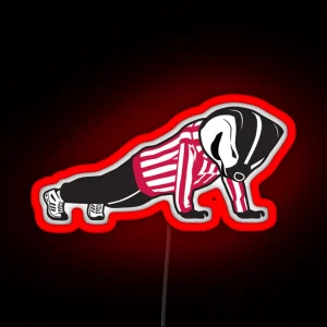 Wisconsin Bucky Badger Pushups RGB Neon Sign