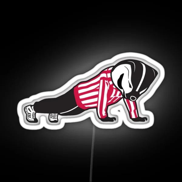 Wisconsin Bucky Badger Pushups RGB Neon Sign