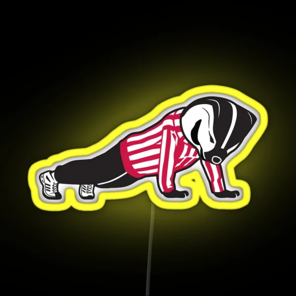Wisconsin Bucky Badger Pushups RGB Neon Sign