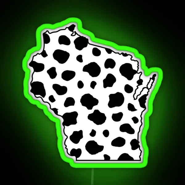 Wisconsin Cow Print RGB Neon Sign