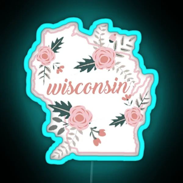 Wisconsin Floral State RGB Neon Sign