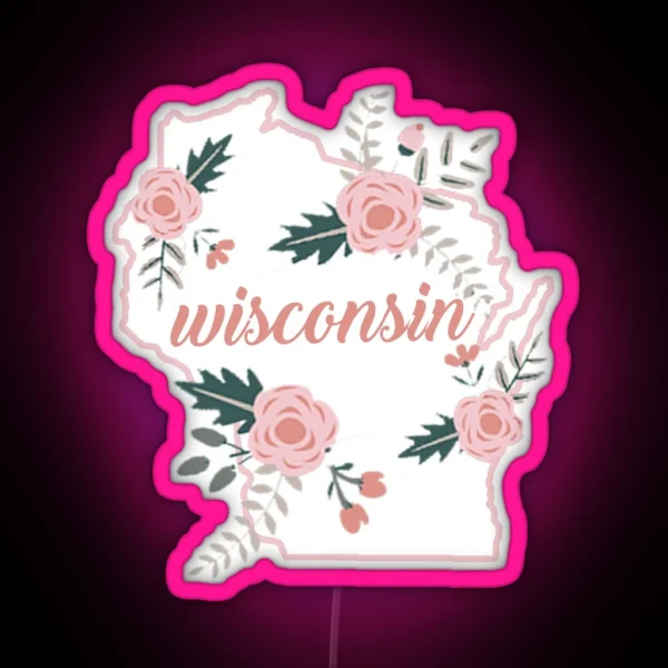 Wisconsin Floral State RGB Neon Sign