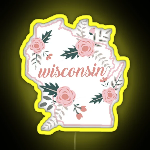 Wisconsin Floral State RGB Neon Sign