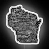 Vintage Wisconsin city map with handwritten details in neon colors