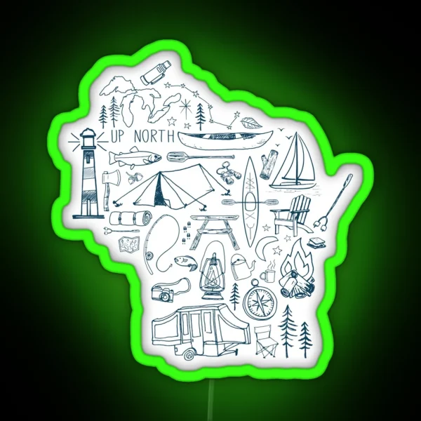 Wisconsin Outdoor Collection RGB Neon Sign