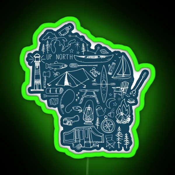 Wisconsin Outdoor Collection RGB Neon Sign