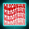 Retro Wisconsin wave design in vibrant RGB neon light art