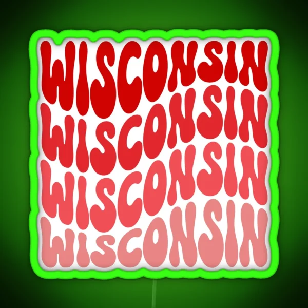 Wisconsin Retro Wave RGB Neon Sign