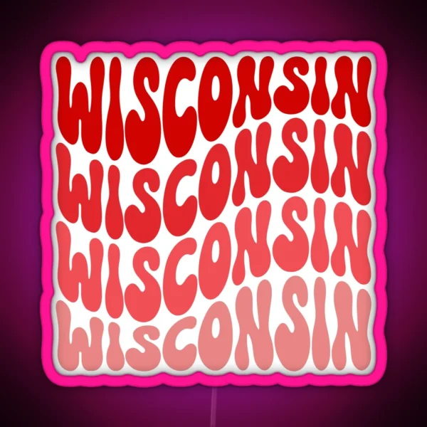 Wisconsin Retro Wave RGB Neon Sign