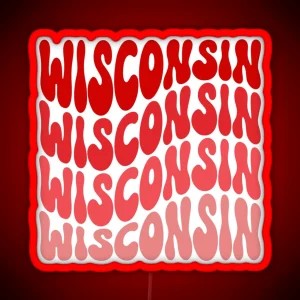 Wisconsin Retro Wave RGB Neon Sign