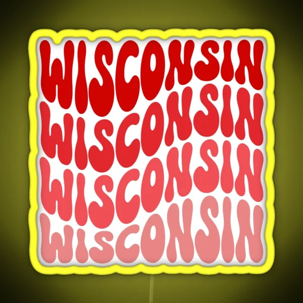 Wisconsin Retro Wave RGB Neon Sign