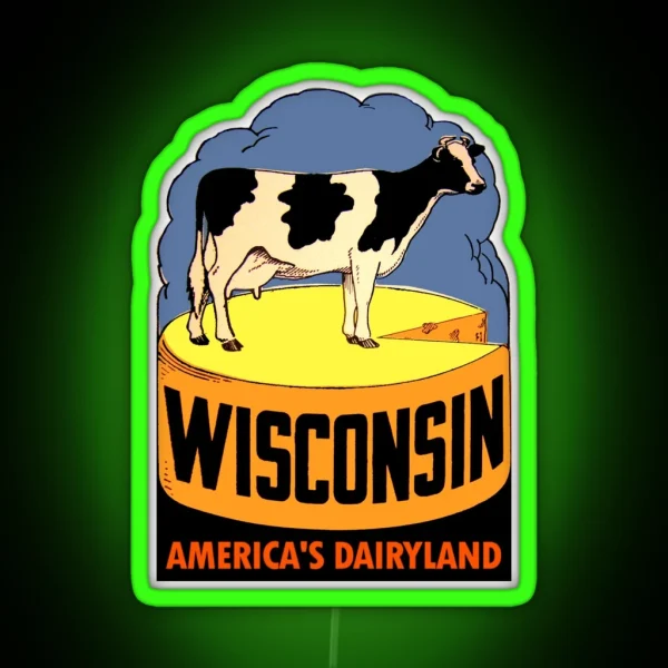 Wisconsin State Vintage Travel Decal RGB Neon Sign