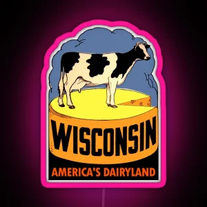 Wisconsin State Vintage Travel Decal RGB Neon Sign