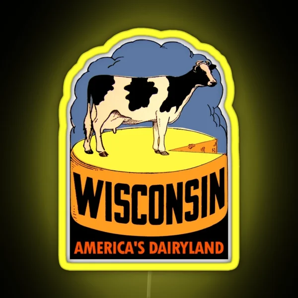 Wisconsin State Vintage Travel Decal RGB Neon Sign