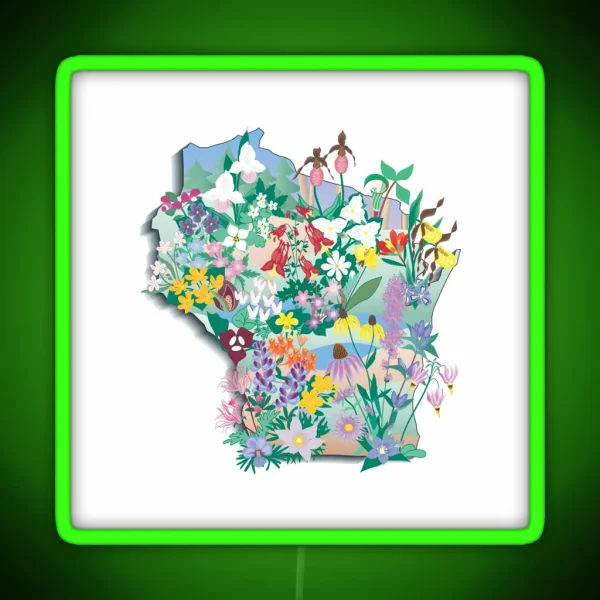 Wisconsin Wildflowers RGB Neon Sign