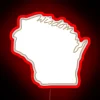 Neon Welcome Sign with Wisconsin Map in Elegant Script Lettering